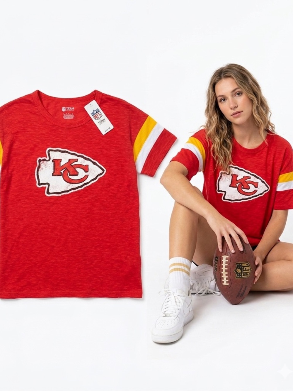 NFL Kansas City Chiefs Red  Womens Short Sleeve Tee with Logo